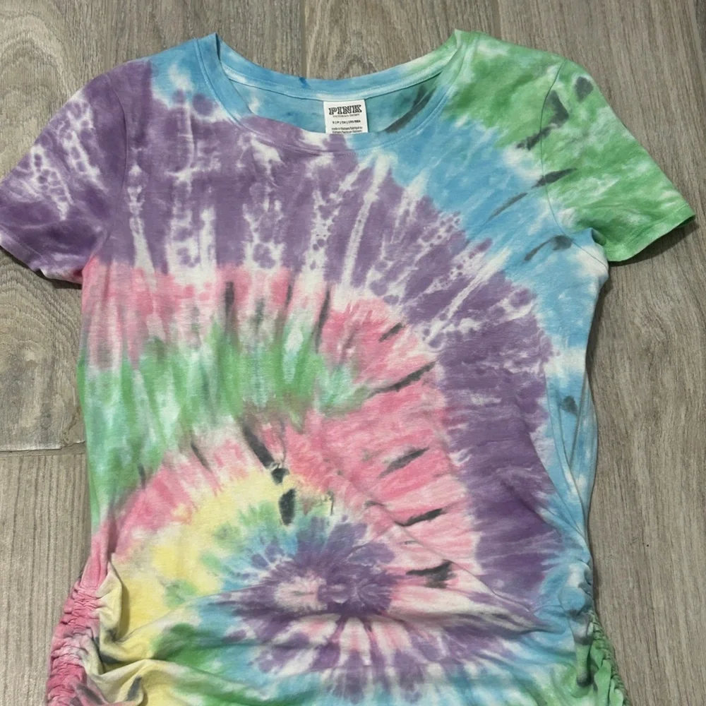 LIKE NEW! Women's PINK Tie Dye Touched T-shirt Dress - SMALL - Picture 6 of 11